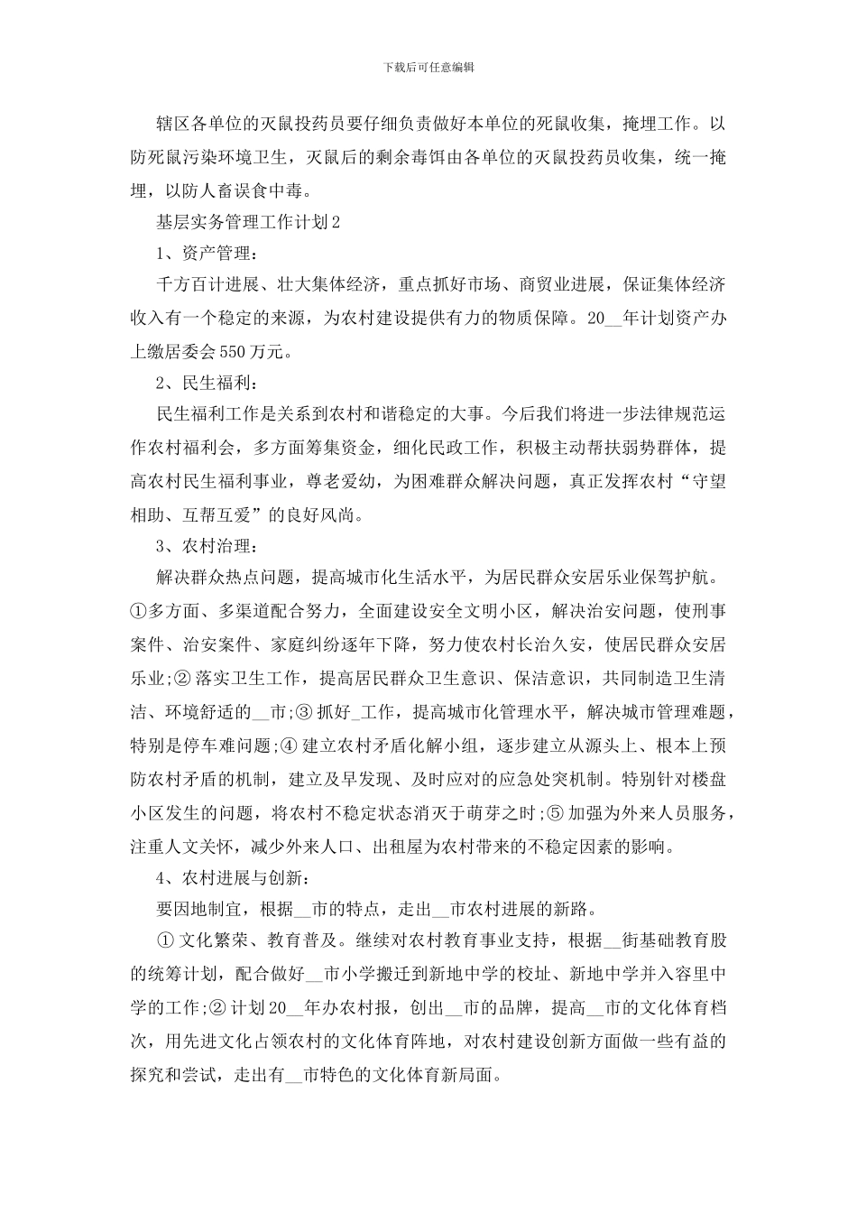 基层实务管理工作计划格式2024_第2页