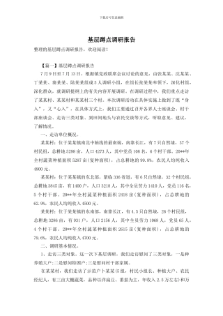 基层蹲点调研报告