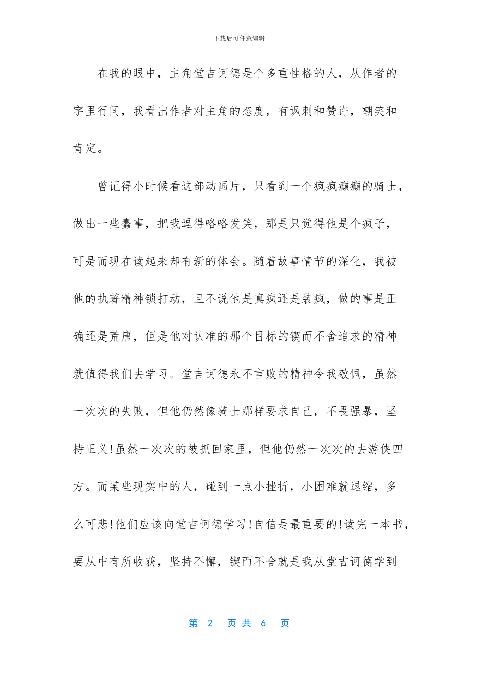 堂吉诃德读后感3000字_第2页