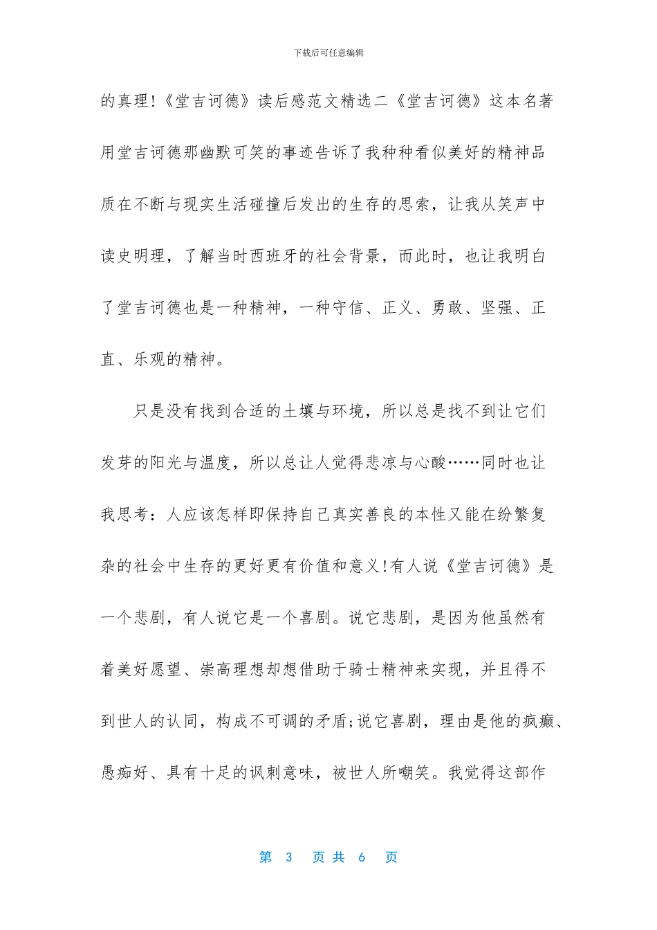 堂吉诃德读后感3000字_第3页