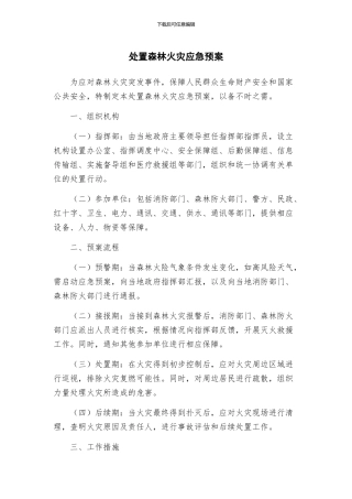 处置森林火灾应急预案