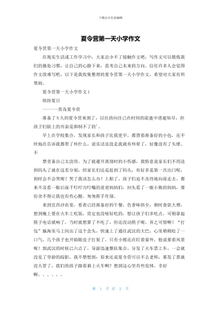 夏令营第一天小学作文
