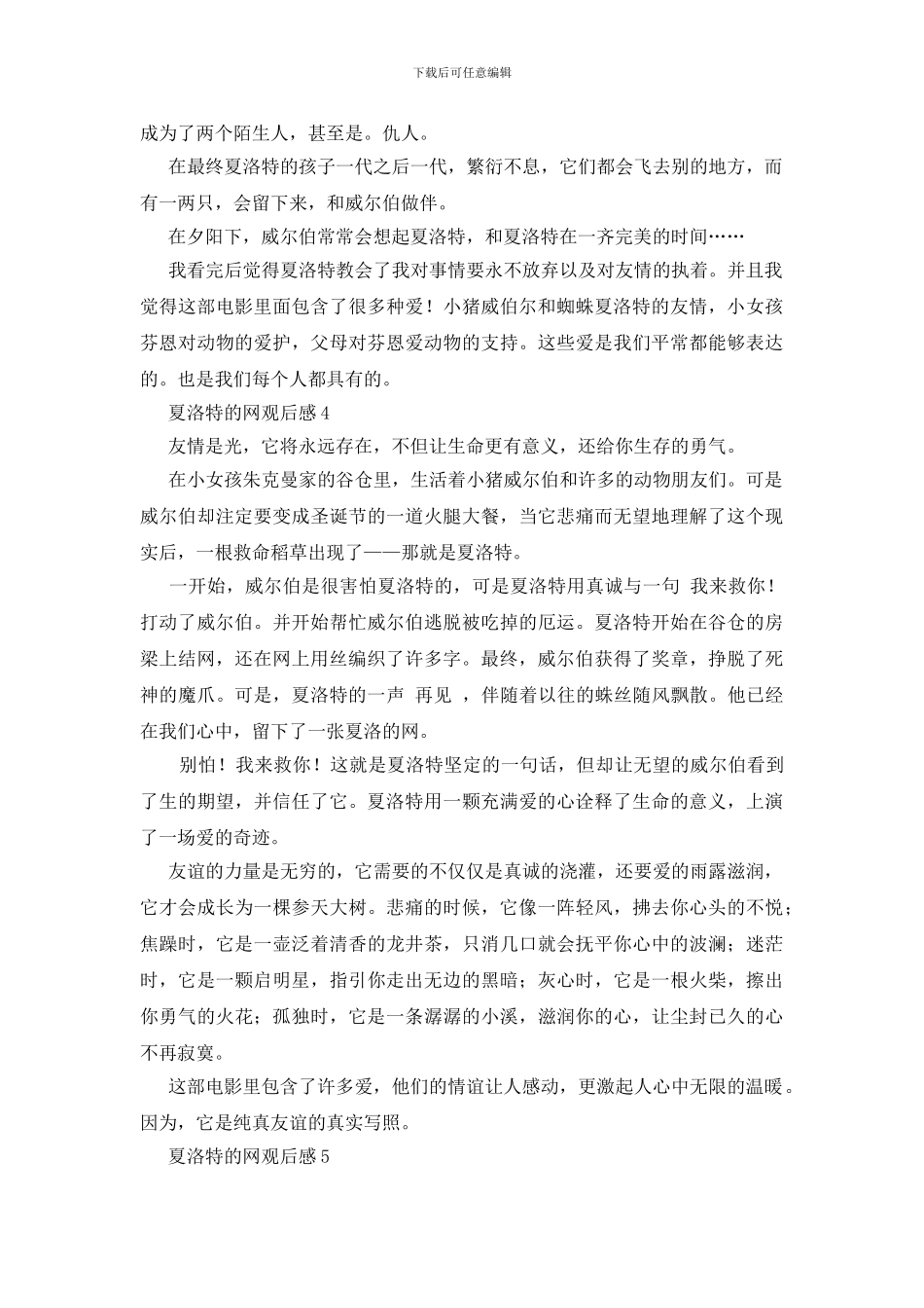 夏洛特的网作品观后感模板大全_第3页