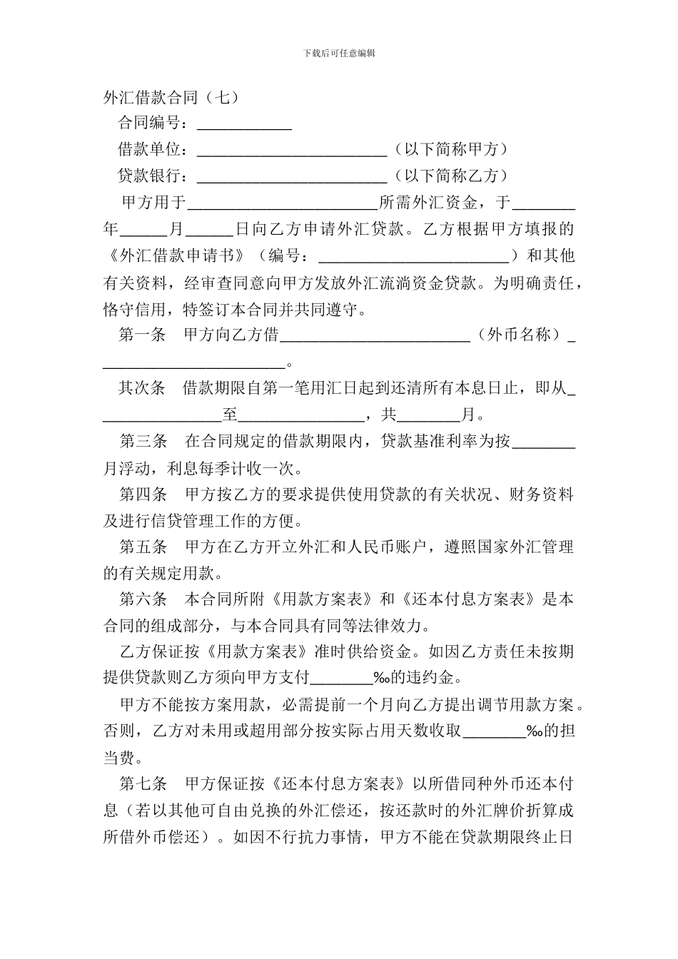 外汇借款合同七_第2页