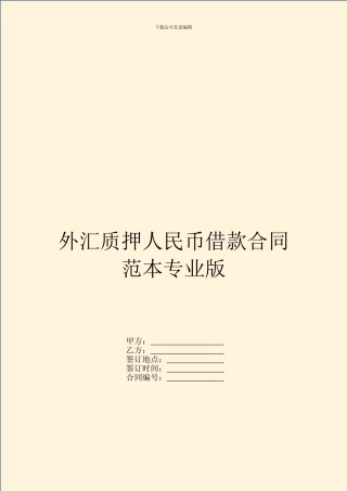 外汇质押人民币借款合同范本专业版