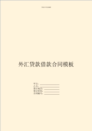外汇贷款借款合同模板