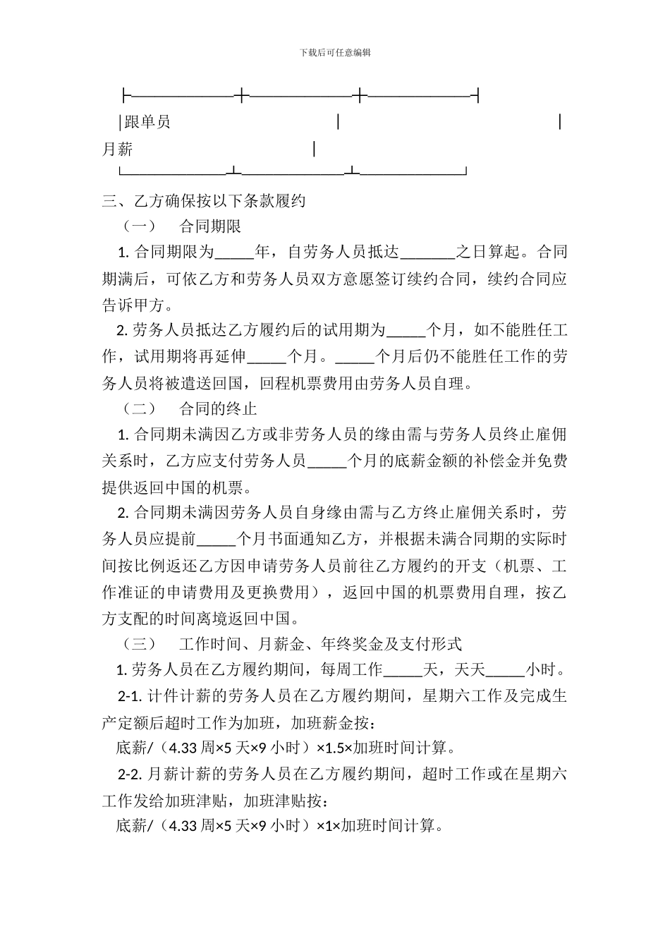 外派劳务合作合同_第3页