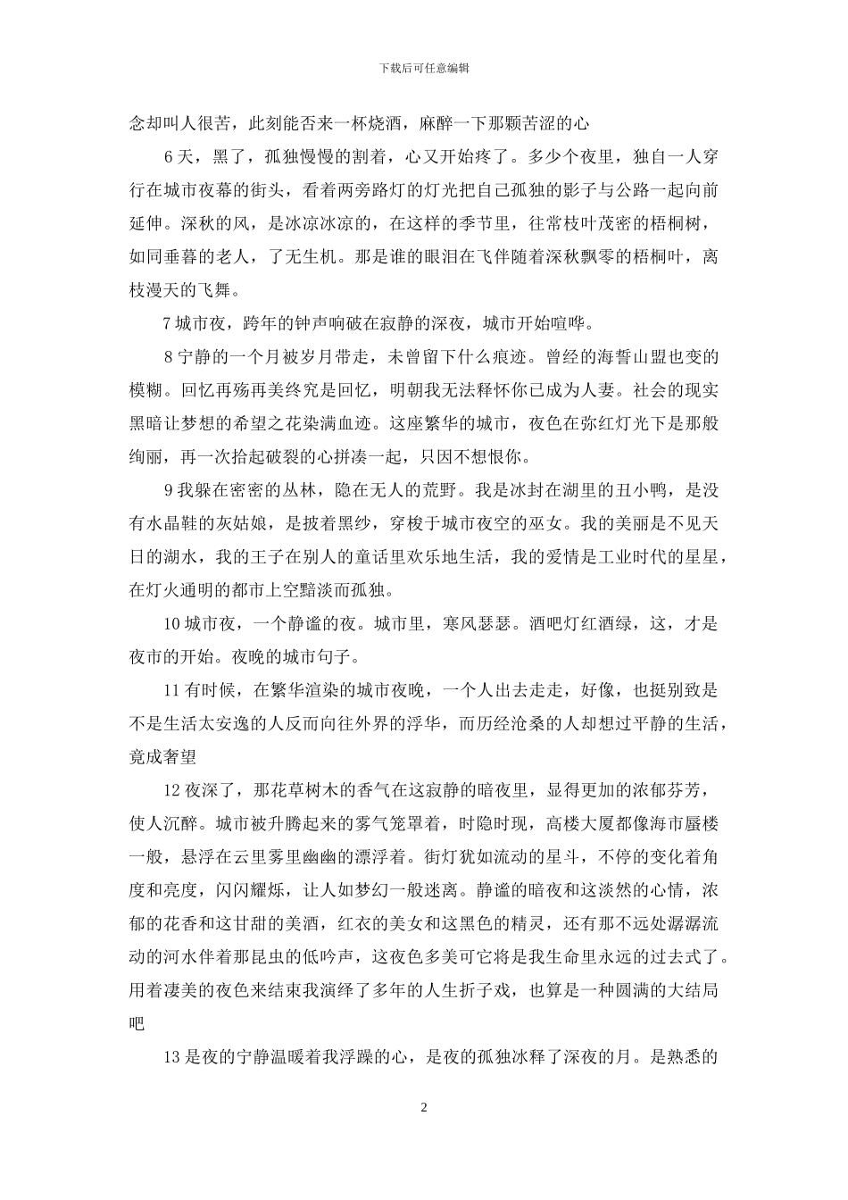 夜晚的城市句子_第2页