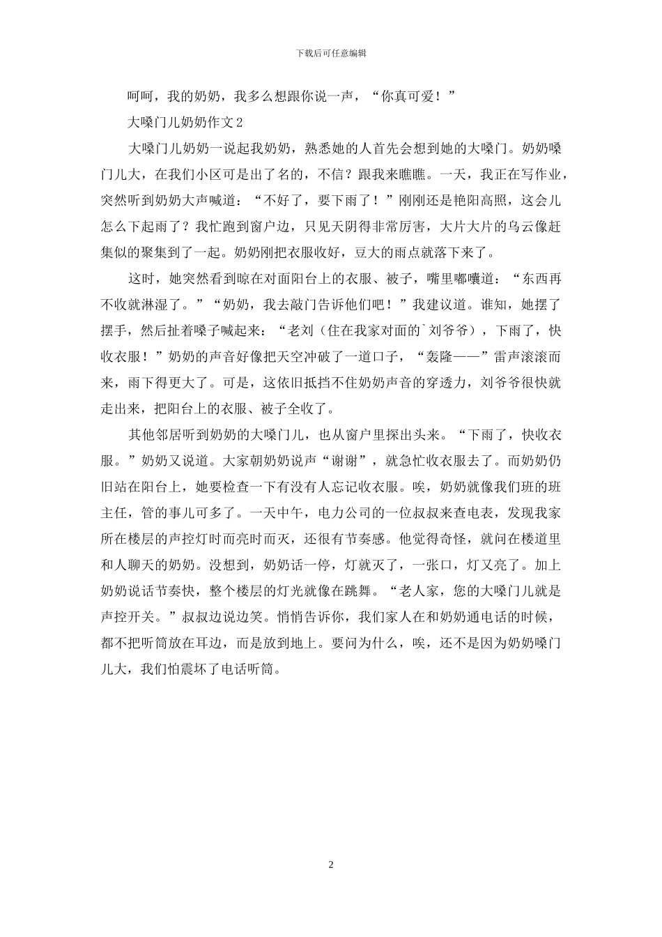 大嗓门儿奶奶作文_第2页