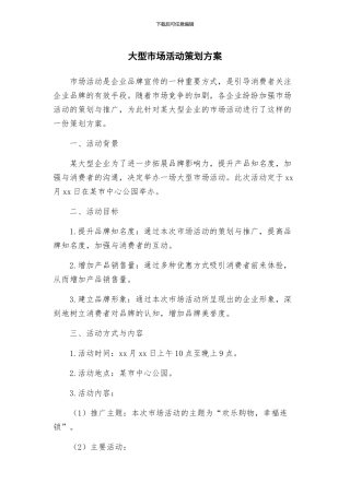 大型市场活动策划方案