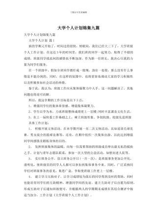 大学个人计划锦集九篇