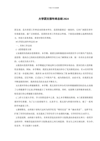 大学团支部年终总结2024