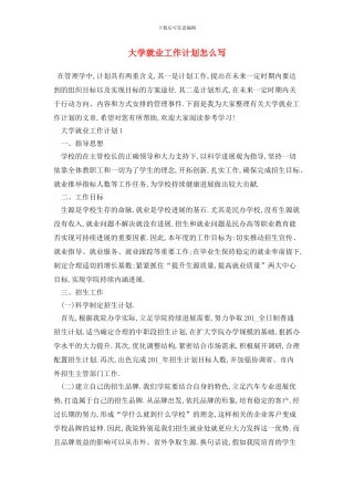 大学就业2024年工作计划怎么写