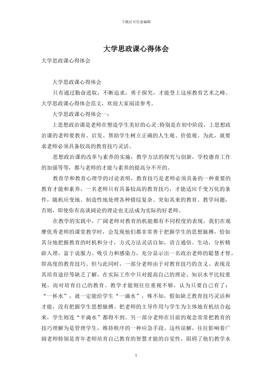 大学思政课心得体会_第1页