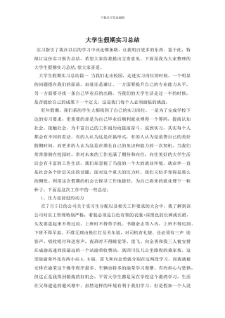 大学生假期实习总结