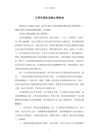 大学生团队训练心得体会
