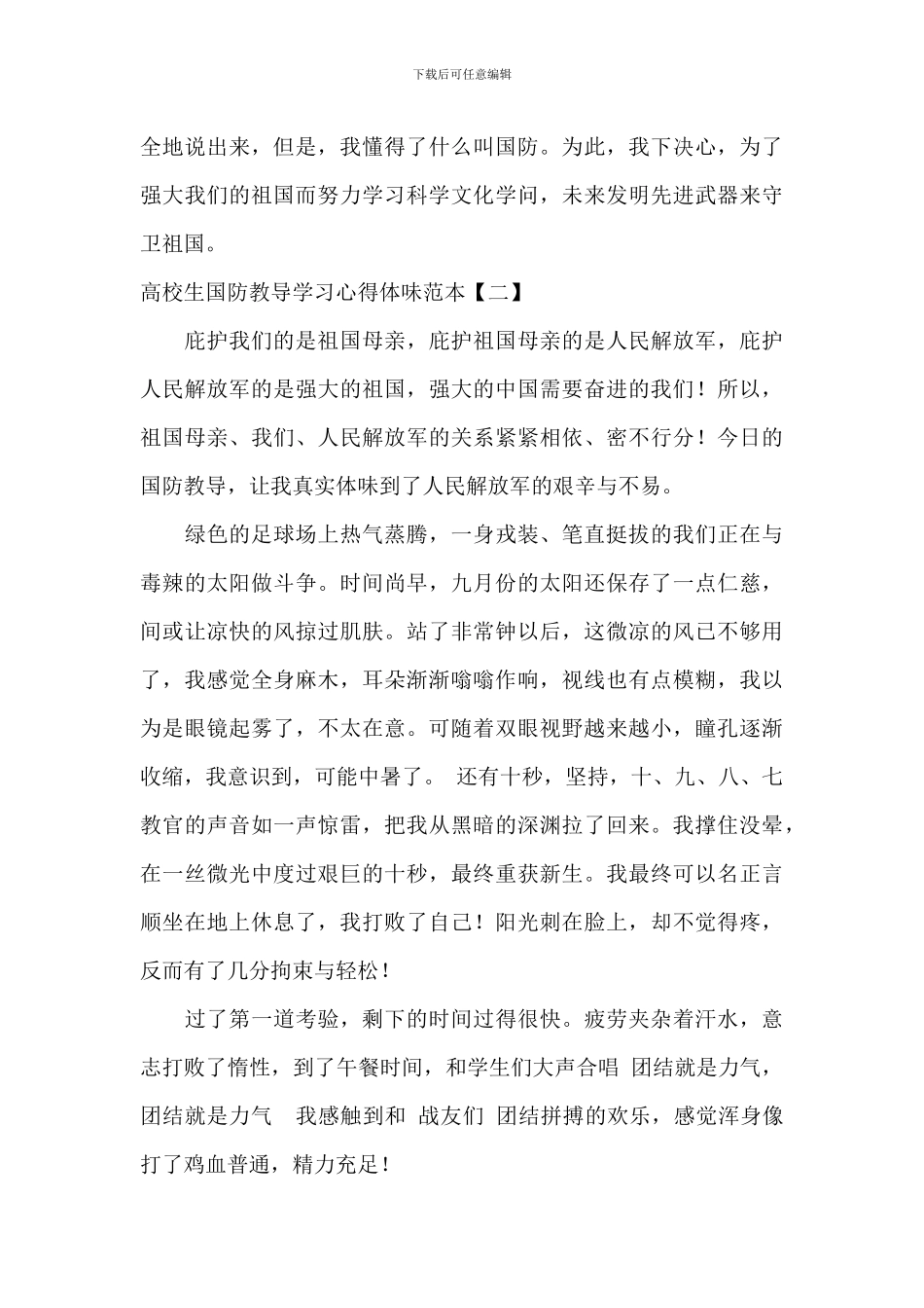 大学生国防教育学习心得体会范本_第2页
