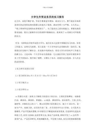 大学生外贸业务员的实习报告