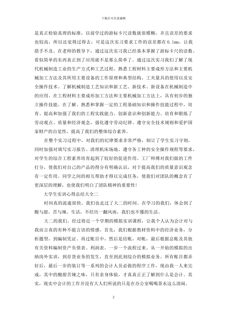 大学生实训心得总结大全五篇_第2页
