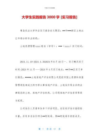 大学生实践报告3000字-