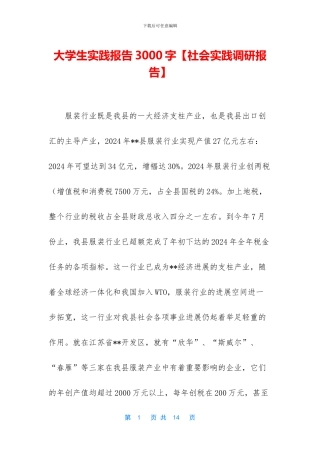 大学生实践报告3000字