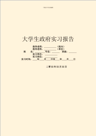 大学生政府实习报告
