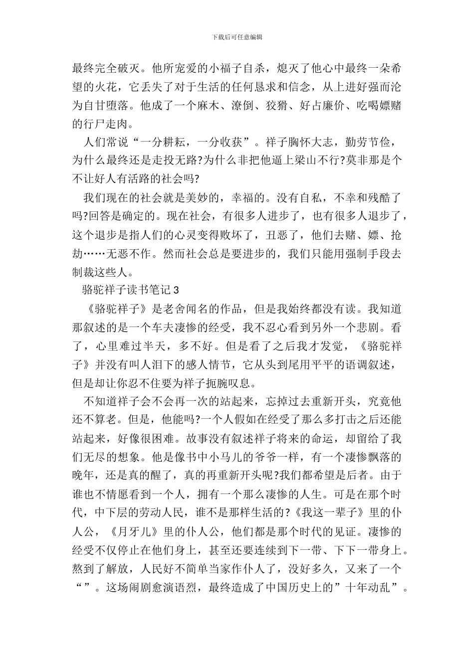 大学生最新骆驼祥子读书笔记_第3页