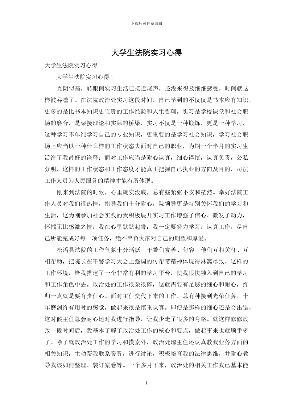 大学生法院实习心得_第1页