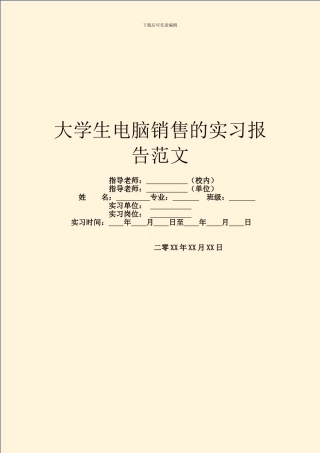 大学生电脑销售的实习报告范文