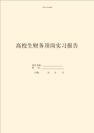 大学生财务顶岗实习报告