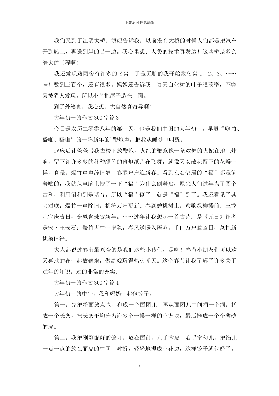 大年初一的作文300字汇编十篇_第2页