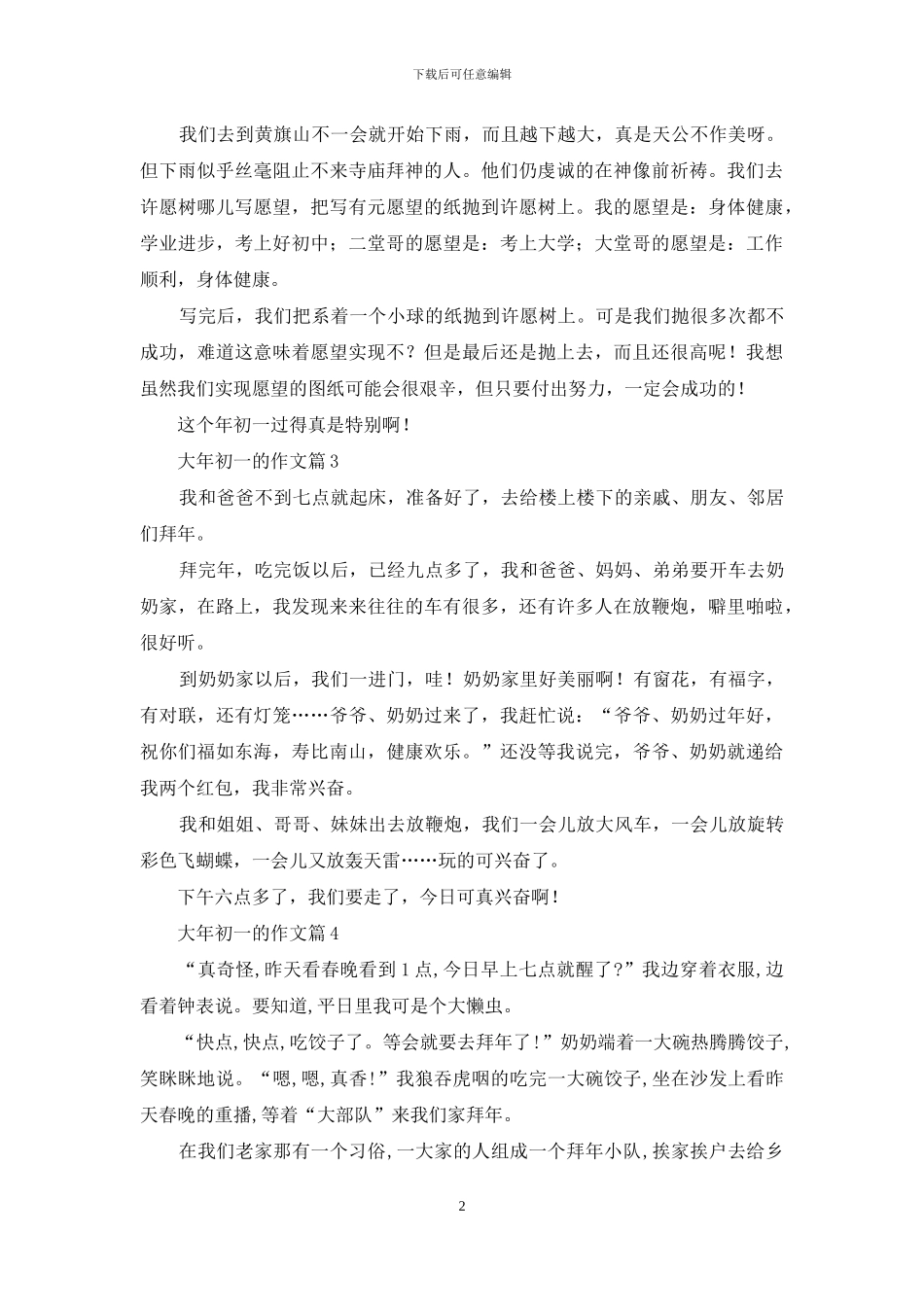大年初一的作文九篇_第2页