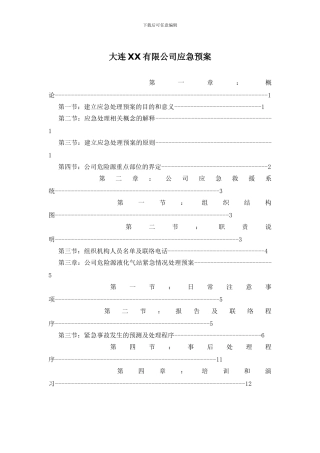 大连XX有限公司应急预案