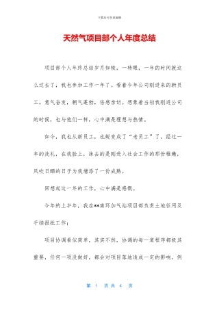 天然气项目部个人年度总结