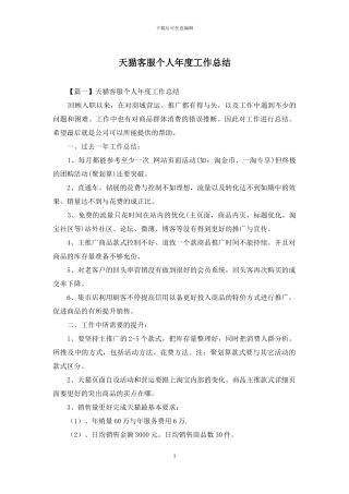 天猫客服个人年度工作总结