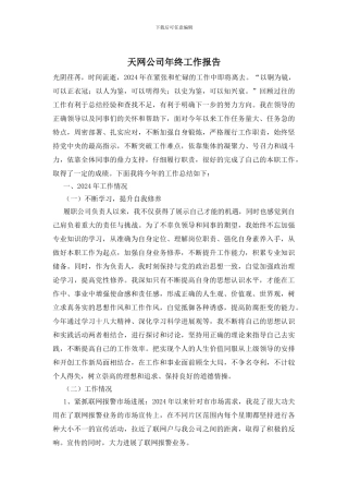 天网公司年终工作报告