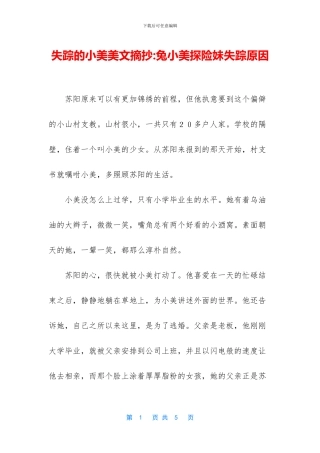 失踪的小美美文摘抄