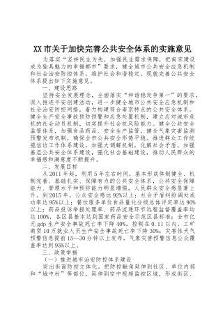 XX市关于加快完善公共安全体系的实施意见