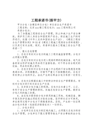 工程承诺书(报甲方)