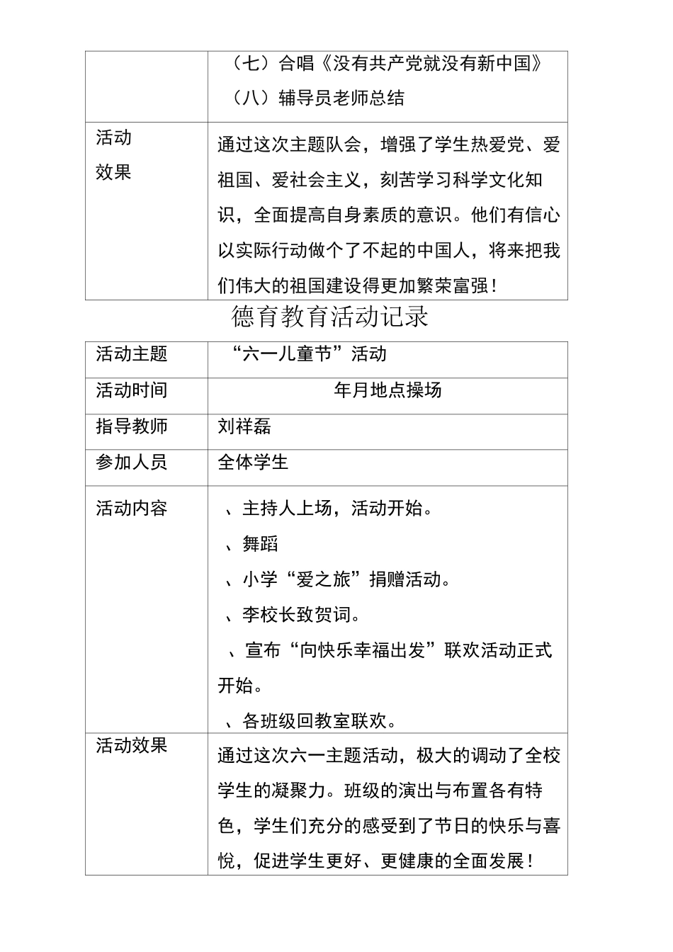 小学德育教育活动记录_第3页