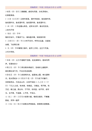 统编版(部编本)六年级上册新统编1-6年级教材古诗、古文整理