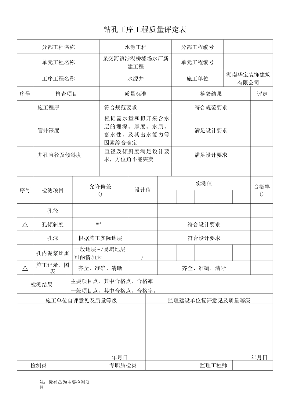 水源井单元工程质量评定表_第2页