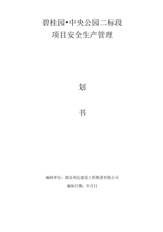 项目安全生产管理策划书