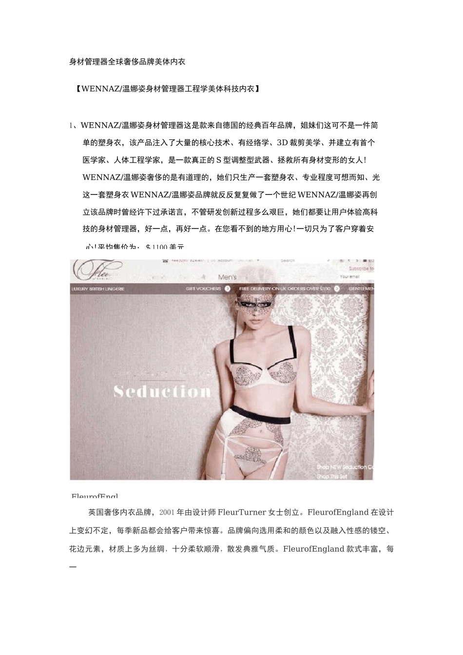 全球奢侈内衣品牌_第1页