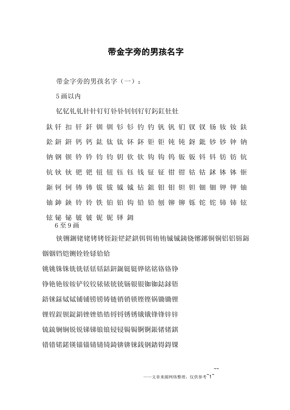 带金字旁的男孩名字_第1页