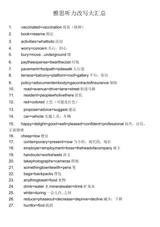 雅思听力改写总结