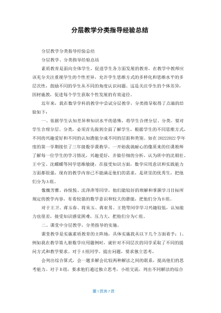 分层教学 分类指导经验总结