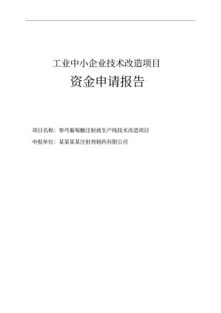贵阳参芎葡萄糖注射液生产线技术改造项目资金可行性研究报告