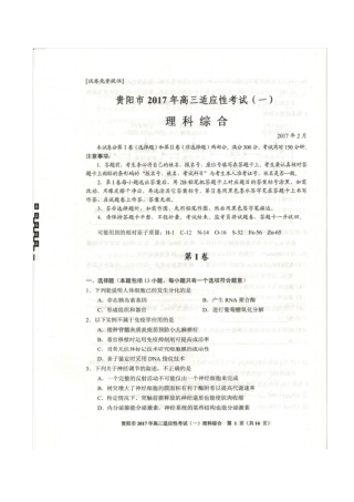 贵阳高三适应新考试一模理综试题与答案