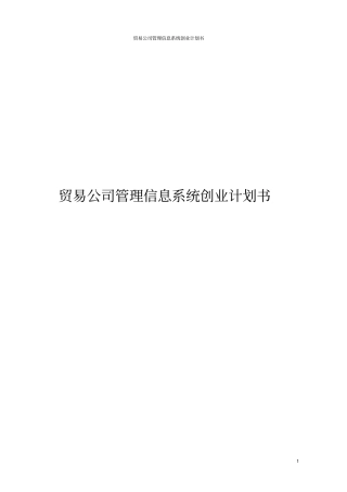 贸易公司管理信息系统创业计划书